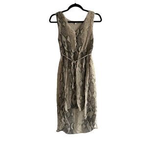STELLA ROSA Italy Sleeveless Silk Snake Print High-Low Midi Dress Grey M